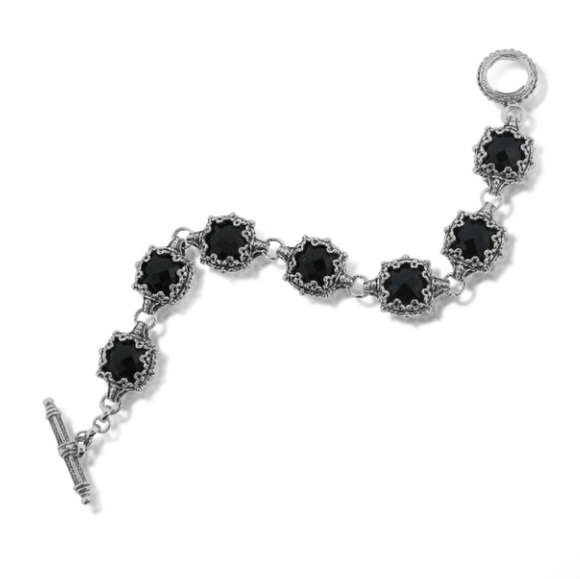 KONSTANTINO Black Onyx 925 Silver Toggle Bracelet - Picture 1 of 6